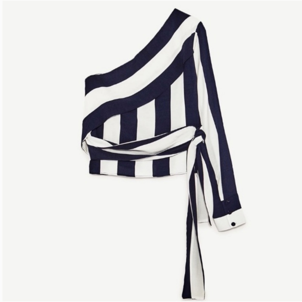 Zara Asymmetrical Striped Top - Picture 5 of 5